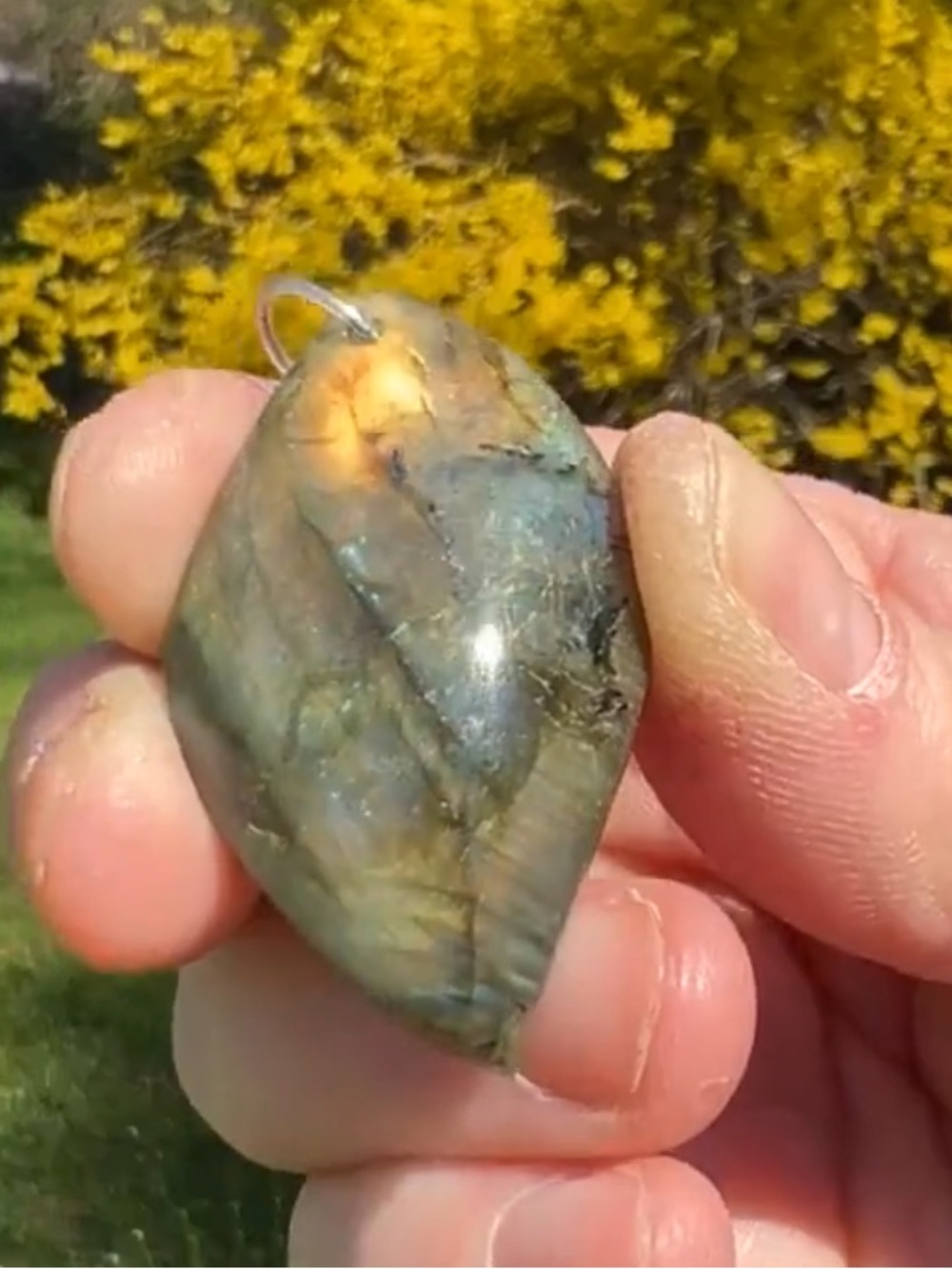Labradorite Crystal Marquise Pendant - Handmade by Wandering Bunny LLC - Picture 7 of 11